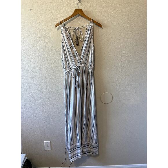 NWT Blue Island Beach Striped W/ Tassel V Neck Maxi Swim Coverup Boho Size Small - Picture 11 of 13